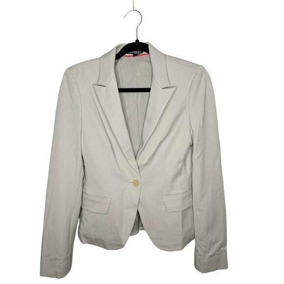 EXPRESS / light tan cream 1 button lined blazer jacket / 4 - Picture 1 of 8